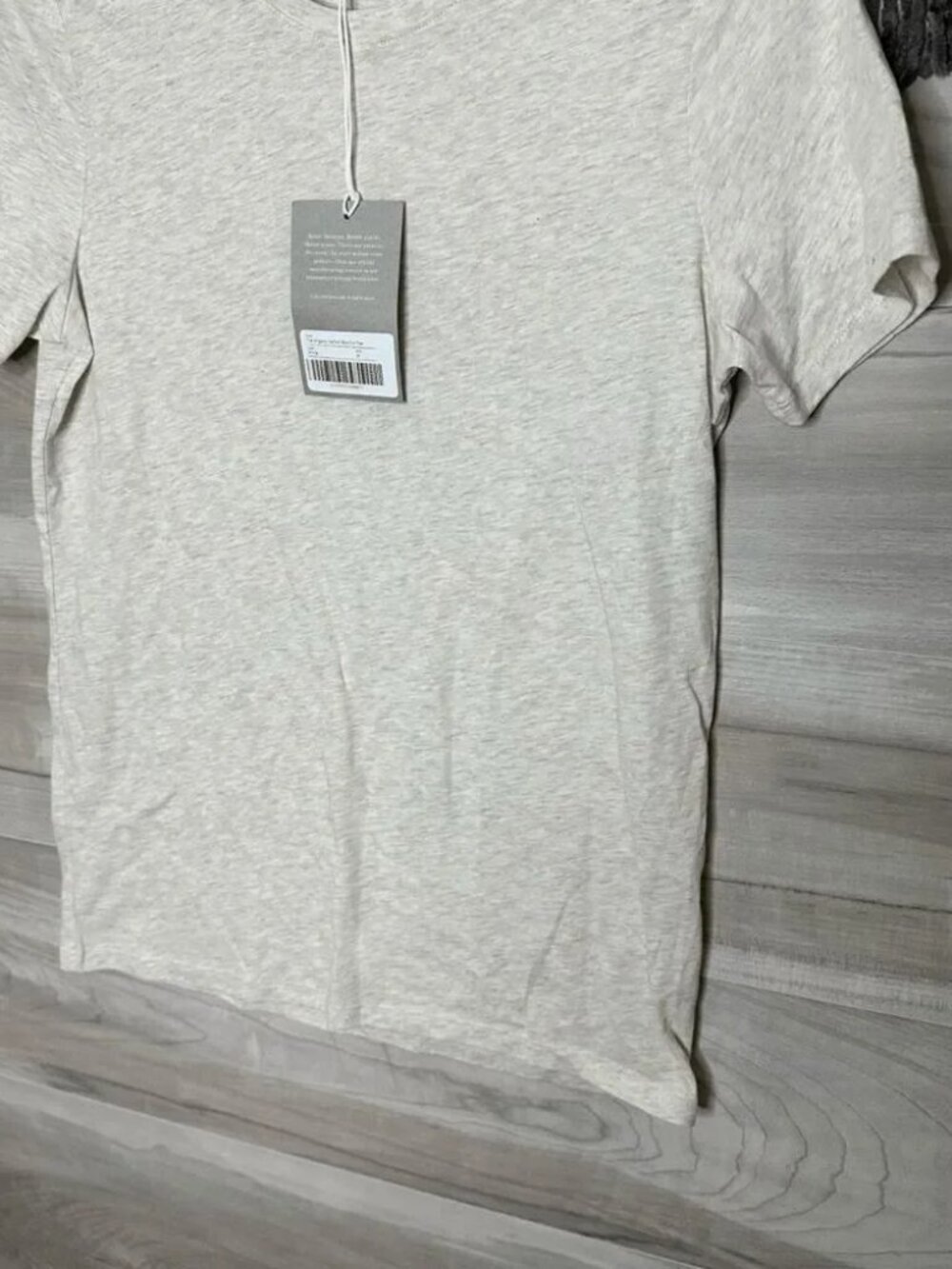 Everlane Womens Heathered Off White Short Sleeve Box Cut T-Shirt Size Medium - Picture 7 of 8